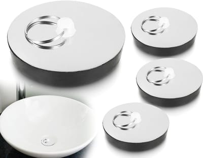 3x Universele Zwarte Rubberen Stop voor Wastafel, Doucheput en Keukenspoelbak (55.7mm)