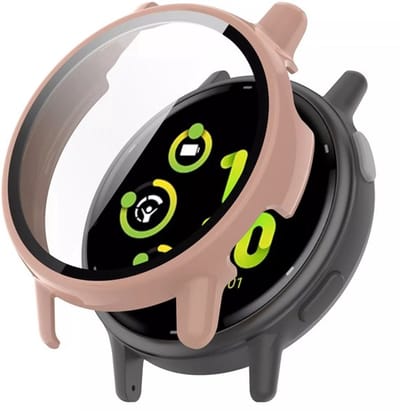 Strap-it hard case hoesje met glas geschikt voor Garmin Vivoactive 5 (zalm roze)