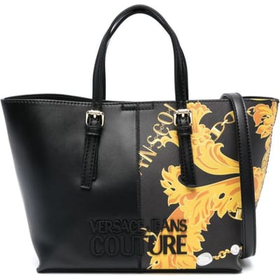 Versace Jeans Couture Patchwork Gewatteerd Bloemenprint Grote Capaciteit Barokke Tote Bag Dames Tote Bags Zwart Goud 75VA4BP7ZS820G89 Basic Set (Bag+Dust Bag) black