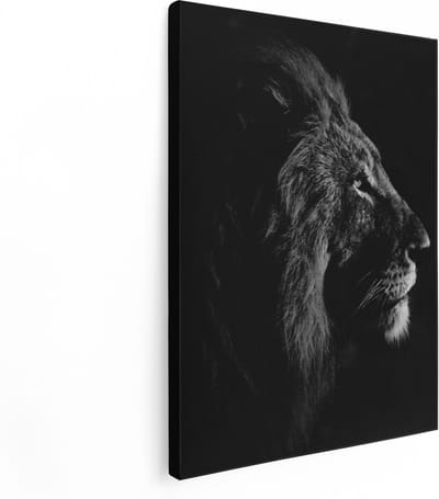 Artaza Canvas Schilderij Leeuwenkop - 30x40 cm - Klein - Muurdecoratie Dieren - Wanddecoratie Woonkamer - Kamer Accessoires