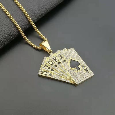 Nieuwe Europese en Amerikaanse Sieraden Diamant Zetting Flush Poker Hanger black