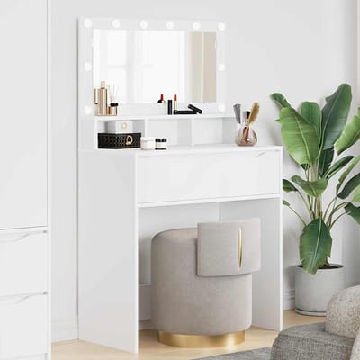 vidaXL - Slaapkamer - kaptafels - Wit - 80 - x - 39,5 - x - 135 - cm - Bewerkt - hout