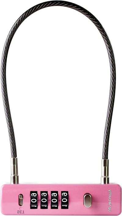 Kabelslot met code - Combinatieslot fietsslot - Diefstalpreventie buiten - Sleutelloos 3-8 cijferig - 30 cm kabel - Roze
