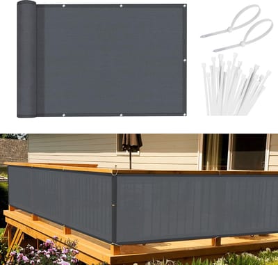 Balkonscherm, inkijkbescherming, balkonafdekking, 90 x 300 cm, windbescherming, licht transparant, ondoorzichtig, balkonbekleding, HDPE, wind- en uv-bescherming, met inslagringen en kabelbinders, antraciet