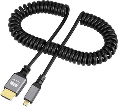 DrPhone MicroFlex - HD Streaming Kabel - 2.4M - HDMI Tot Micro HDMI - 1080P - 60Hz - Streamen - Flexibel Spiraal Kabel - Zwart