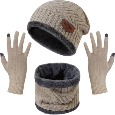 Nivard Nekwarmer - Heren - Dames - Fleece - Motor - Bandana - Masker - Colsjaal - Winter - Sjaal - Gewatteerd - Set - Beige