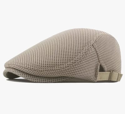 Platte pet voor heren, platte pet, zomer, mesh, platte pet, Newsboy, pet voor heren, zomerhoed, flatcap, verstelbare pet van 55 cm - 60 cm