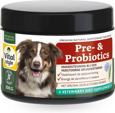 VITALstyle Pre- & Probiotics - Honden Supplementen - Darmflora In Balans - Met Prebiotica & Probiotica - Poeder - 200 g