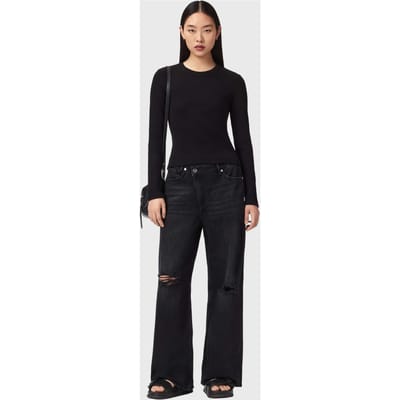 AllSaints Elena Ls Tee Black Taglia: XS | Maglie a manica lunga Outlet | Donna | Nero