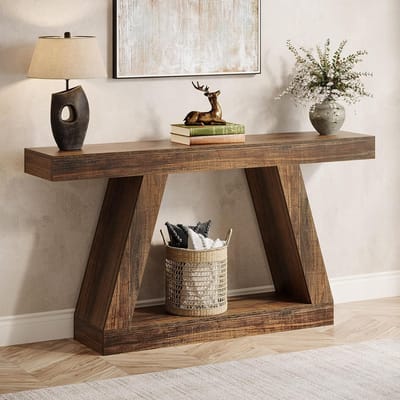 Tribesigns - Consoletafel - Dressoirtafel - Industrieel - Bijzettafel - Hout/Metaal - Zwart/Bruin - 30 x 140 x 80 cm