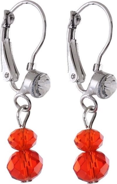 Behave - Oorbellen - Oorhangers met transparant rood facet geslepen glaskraaltjes en steentje