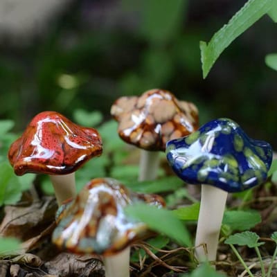 Keramische Paddestoelen - Tuin Decoratie - Tuin Verfraaien - Waterdicht Roestbestendig - 4 stuks 12 cm - Kleurrijk