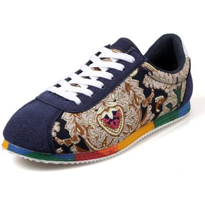 Mode Suède Hardloopschoenen Heren Lichtgewicht Hiphop Heren Joggingschoenen Bloemenprint Borduurwerk Chinese Schoenen Chaussures Homme 41