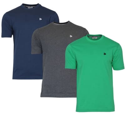 3-Pack Donnay - T-shirt (Vince) - Sportshirt - Heren - Navy/Charcoal/Grass green (697) - maat M