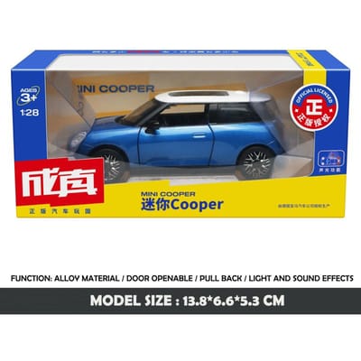 Cca Diecast 1/28 Bmw Mini Cooper Legering Auto Model Geluid Licht Kinderen Jongen Diecast Speelgoed Voertuig Collectie Miniature Voiture