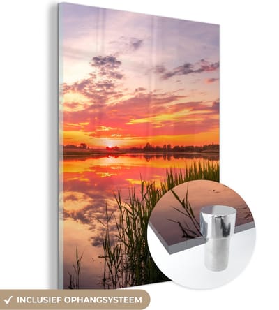 MuchoWow® Glasschilderij 30x40 cm - Schilderij acrylglas - Water - Lucht - Natuur - Foto op glas - Schilderijen