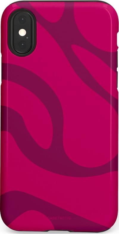 Casetastic hoesje geschikt voor Apple iPhone X / Apple iPhone XS - Dubbellaagse bescherming - Violet Paarse Golven - Fashion Case - Roze