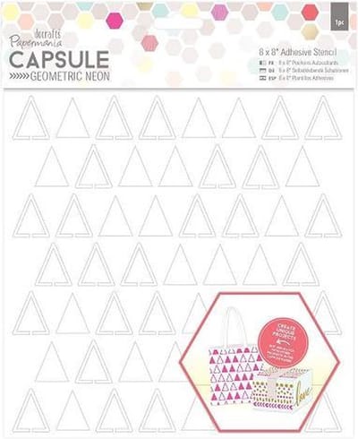 Papermania: Capsule - Geometric Neon - 8 x 8 Adhesive Stencil (1pc) - Triangles (PMA 503271)