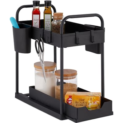 Heldenwerk Gootsteenorganizer - 2 Laags - In hoogte verstelbaar - 40 x 22 x 38 cm - Zwart