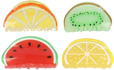 Haarsoires Haarspeld Haarklemmen 8cm – XL Fruitvorm – Groen Rood Geel Oranje – Set van 4 - Haarclip Klem - Hair Claw - voor Opsteken Haar - Hair Clip - Decoratieve Haaraccessoire