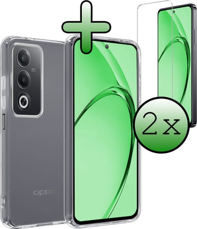 Hoesje Met 2x Screenprotector - Geschikt voor OPPO A80 - Sterk & Shockproof - Back Cover - Siliconen Case - Telefoon Hoes - Transparant