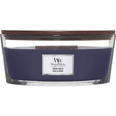 WoodWick Heartwick Flame Ellipse Geurkaars - Hinoki Dahlia - 50 branduren