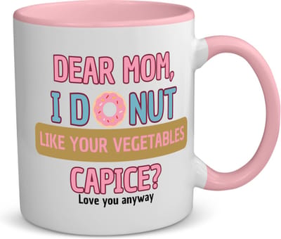 Akyol - dear mom i donut koffiemok - theemok - roze - Moeder - mama - verjaardagscadeau - verjaardag - cadeau voor mama - cadeau - kado - geschenk - gift - mama artikelen - moederdag - 350 ML inhoud