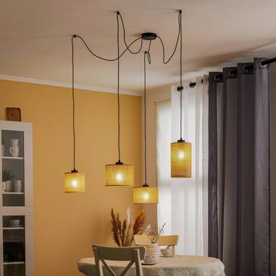 JUTA Hanglamp Zwart Bruin Boho - 4xE27 - Stijlvol voor Woonkamer