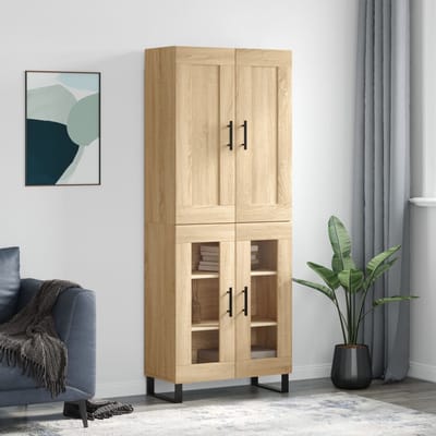 vidaXL - Hoge - kast - 69,5x34x180 - cm - bewerkt - hout - sonoma - eikenkleurig