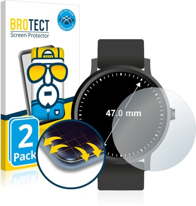 BROTECT - Screenprotector voor Horloges (Rond, ø: 47 mm) - Folie Beschermfolie transparant volledig dekking - 2 Stuks
