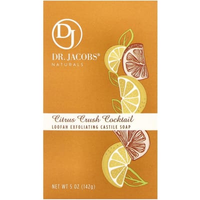 Dr. Jacobs Naturals, Loofah Exfoliating Castile Bar Soap, Citrus Crush Cocktail, 5 oz (142 g)