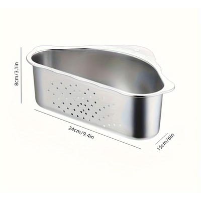 1 pièce, Égouttoir d'angle triangulaire pour évier de cuisine, Panier d'égouttage en acier inoxydable 304 de qualité alimentaire, Panier filtre pour évier gray