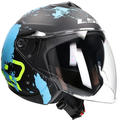 LS2 Twister Xover OF573 - jethelm - antikras vizier - mat zwart/blauw - XS