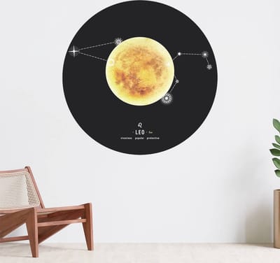 Muurcirkel zelfklevend behang - Sterrenbeeld planeet Leeuw - Wanddecoratie - 080cm behangcirkel - Ronde sticker voor aan de muur - Behangsticker verkrijgbaar in verschillende formaten
