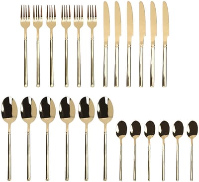 Dailygoods- Bestekset 24 Delig - Roestvrij Staal - Bestekset 6 Persoons - Vaatwasmachinebestendig - Dinerbestek - Dessertlepels - Thuiskeuken/Restaurant - Eetgerei
