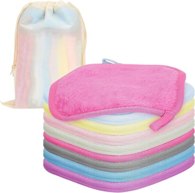 Set van 16 Wasbare Make-updoekjes van Microvezel - Ultra Zacht voor Gevoelige Huid, Herbruikbare Reinigingspads voor Gezicht en Ogen, Ideaal voor Thuis en Reizen