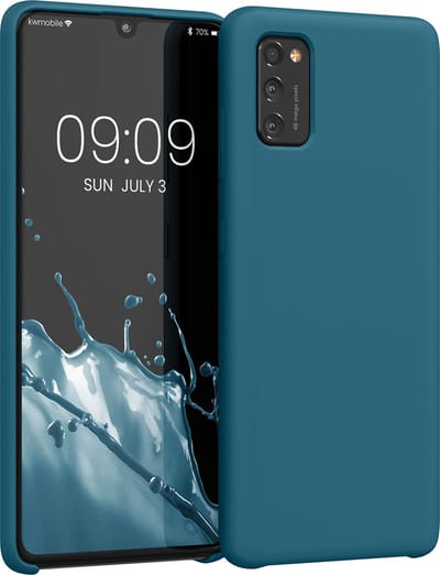 kwmobile telefoonhoesje geschikt voor Samsung Galaxy A41 - Hoesje met siliconen coating - Smartphone case in mat petrol