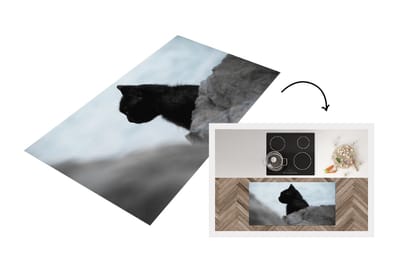 Keukenloper - Loper keuken - Kat - Steen - Zwart - 120x60 cm - Keukenloper vinyl