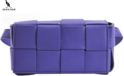San Vitale® - Gevlochten Schoudertasje Vegan Leer - Heuptasje - Avondtasje - Handtas - Telefoontas - Vegan Leer - Paars