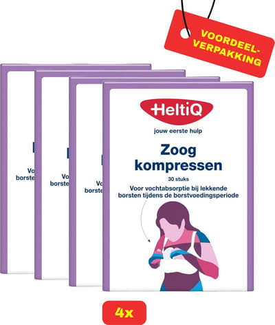 4 x HeltiQ Zoogkompressen 30 stuks - Voordeelverpakking