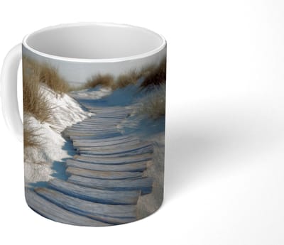 Mok - Koffiemok - Pad - Planken - Duinen - Gras - Mokken - 350 ML - Beker - Koffiemokken - Theemok