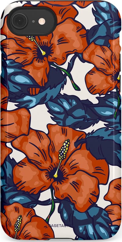 Casetastic hoesje geschikt voor Apple iPhone SE / Apple iPhone 7 / Apple iPhone 8 - Dubbellaagse bescherming - Exotische paradijs - Fashion Case - Terracotta Donkerblauw Bruin Donkergrijs