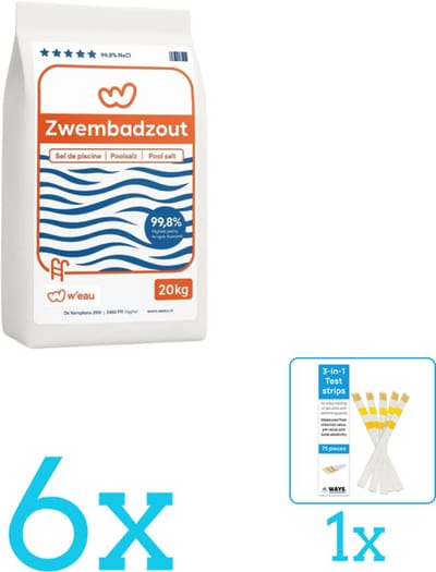 WEAU - Zwembadreinigingsmiddel - Zwembadzout - 20 kg - Volumebundel - Zwembadzout - 6-delig