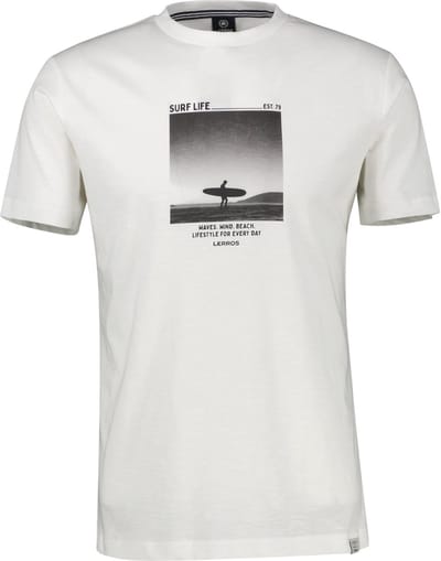 LERROS Sportief T-shirt met surferprint, puur katoen , Maat: S , Kleur: BROKEN WHITE , 100% katoen