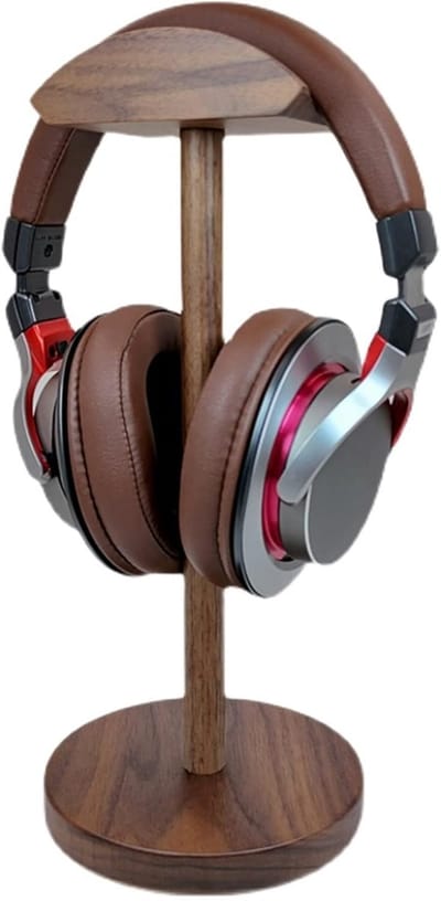Houten Koptelefoonhouder - Headset Stand - Bureau Organisatie - Massief Houten Basis - Niet gespecificeerd - Walnoot