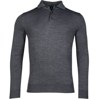 Baileys Trui Merino Blend Pullover Polo Collar Buttons Single Knit Dark Grey / male
