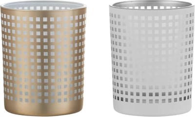 Theelichthouder Modern Glas Wit/Beige 2 st. - 12.5 cm