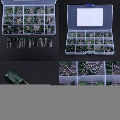 150 stuks polyester condensatoren assortiment set met 100V 0.33nF tot 470nF filmcondensatoren in plastic box voor elektronica projecten