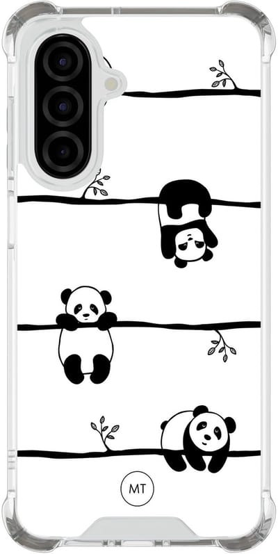 Hoesje (shockproof) geschikt voor Samsung Galaxy A26 - Panda - Extra sterke case - TPU/polycarbonaat - Print - Zwart, Wit, Transparant