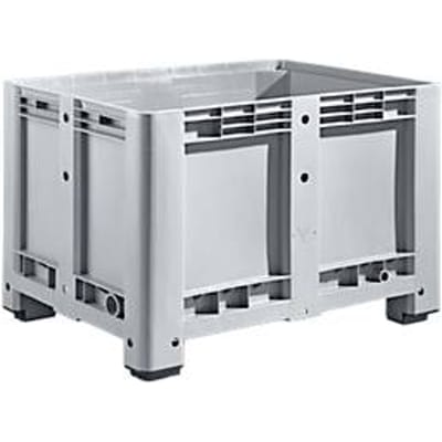 Stapelbare palletkist - polyetheen - L 1200 x B  800 x H 760 mm - 470 liter - met 4 poten - gesloten wanden